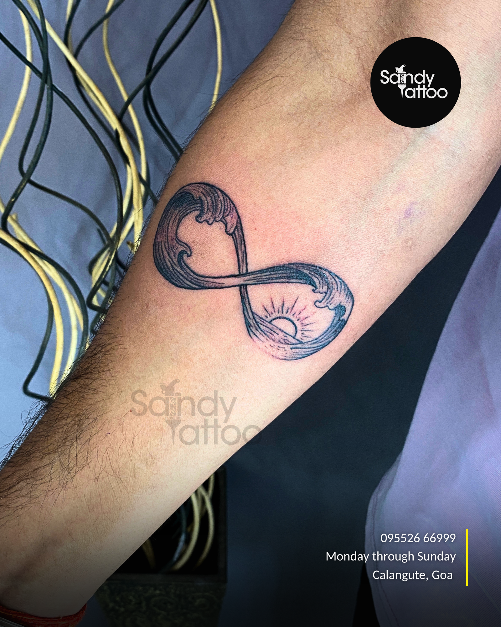 Custom Forearm Tattoo in Calangute, Goa | Sandy Tattoo Studio