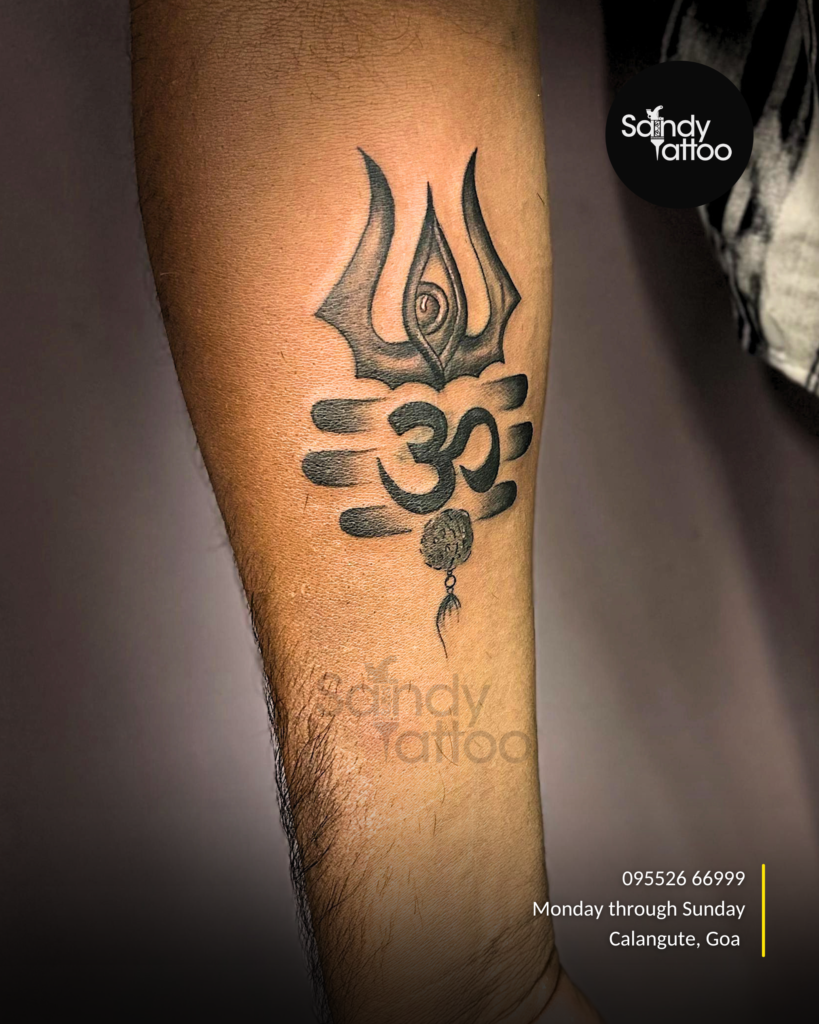 Custom ornamental forearm tattoo created by Sandy Tattoo Studio in Calangute, Goa.