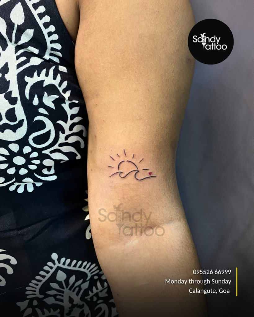 Custom ornamental forearm tattoo created by Sandy Tattoo Studio in Calangute, Goa.