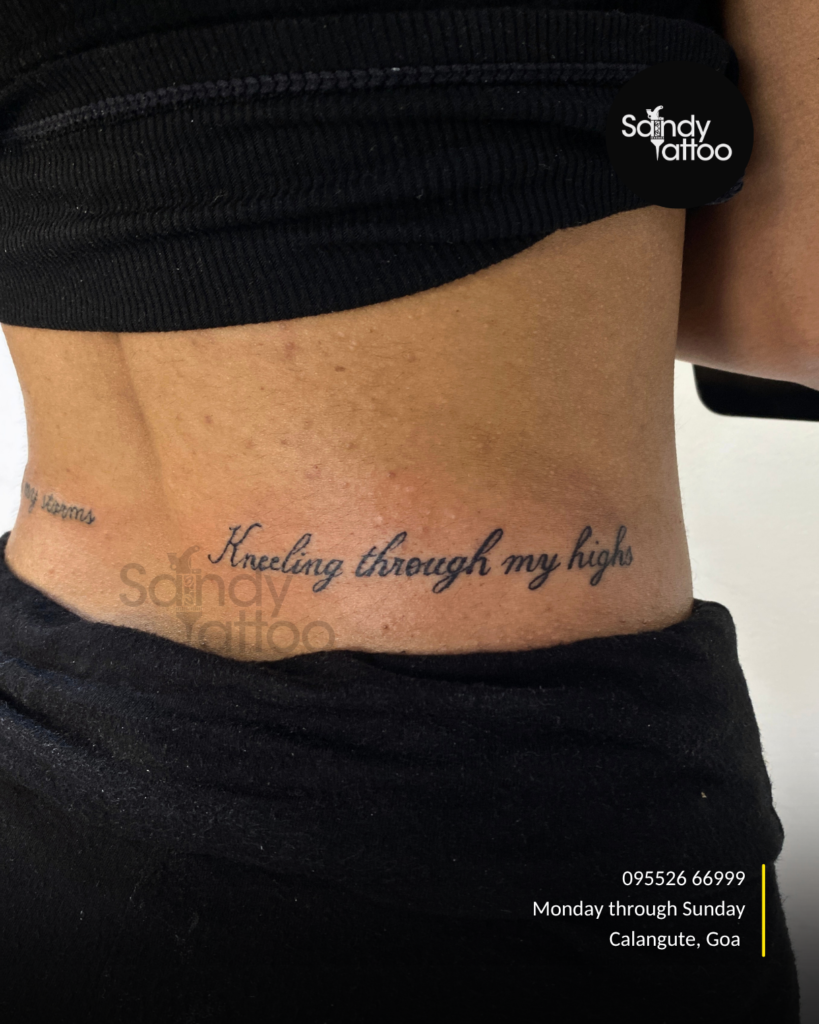 Custom ornamental forearm tattoo created by Sandy Tattoo Studio in Calangute, Goa.